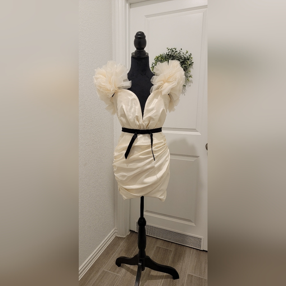 Cream puff shoulder dress
